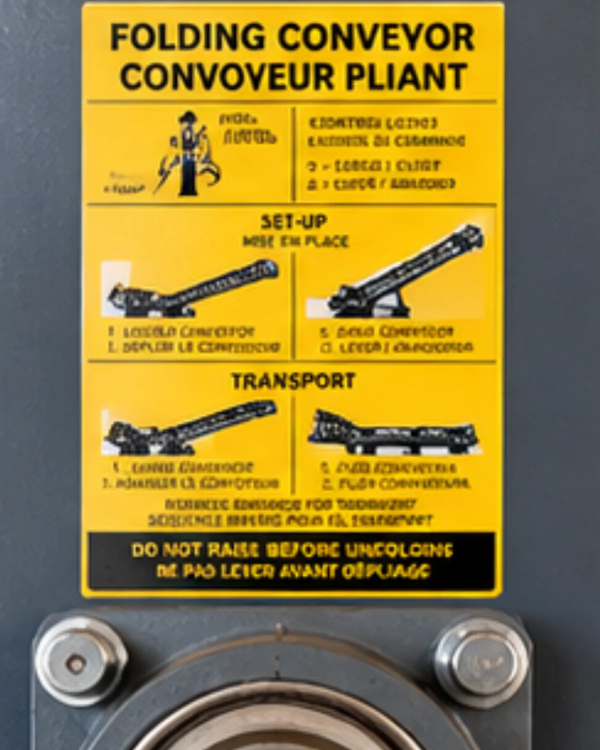 Bilingual English and French operating instructions fitted to FertiTransfer equipment for the Douala project