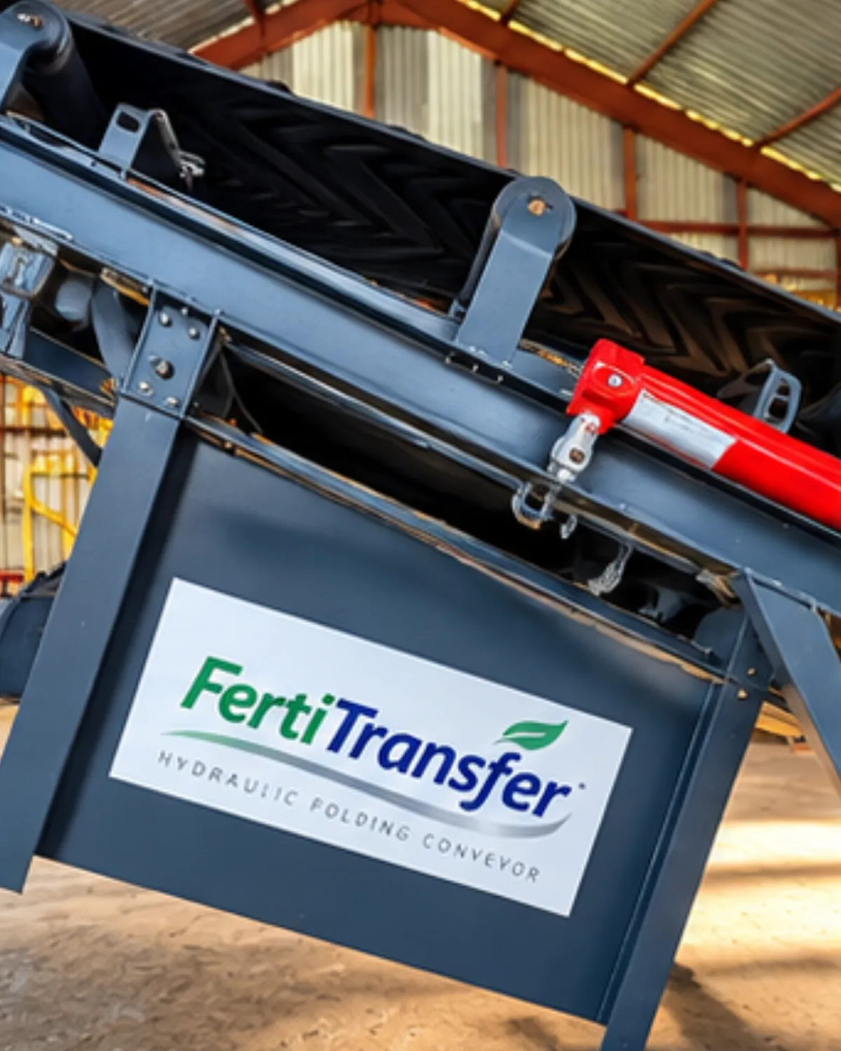 FertiTransfer hydraulic folding conveyor manufactured for the Douala fertilizer plant project