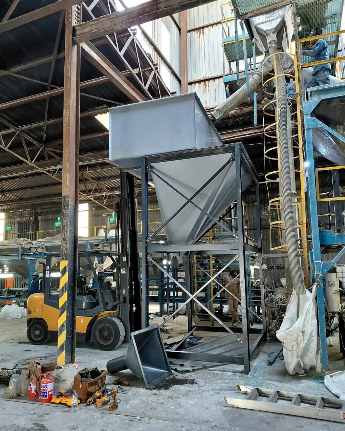 Replacement fertilizer equipment being installed within the existing Endicott plant