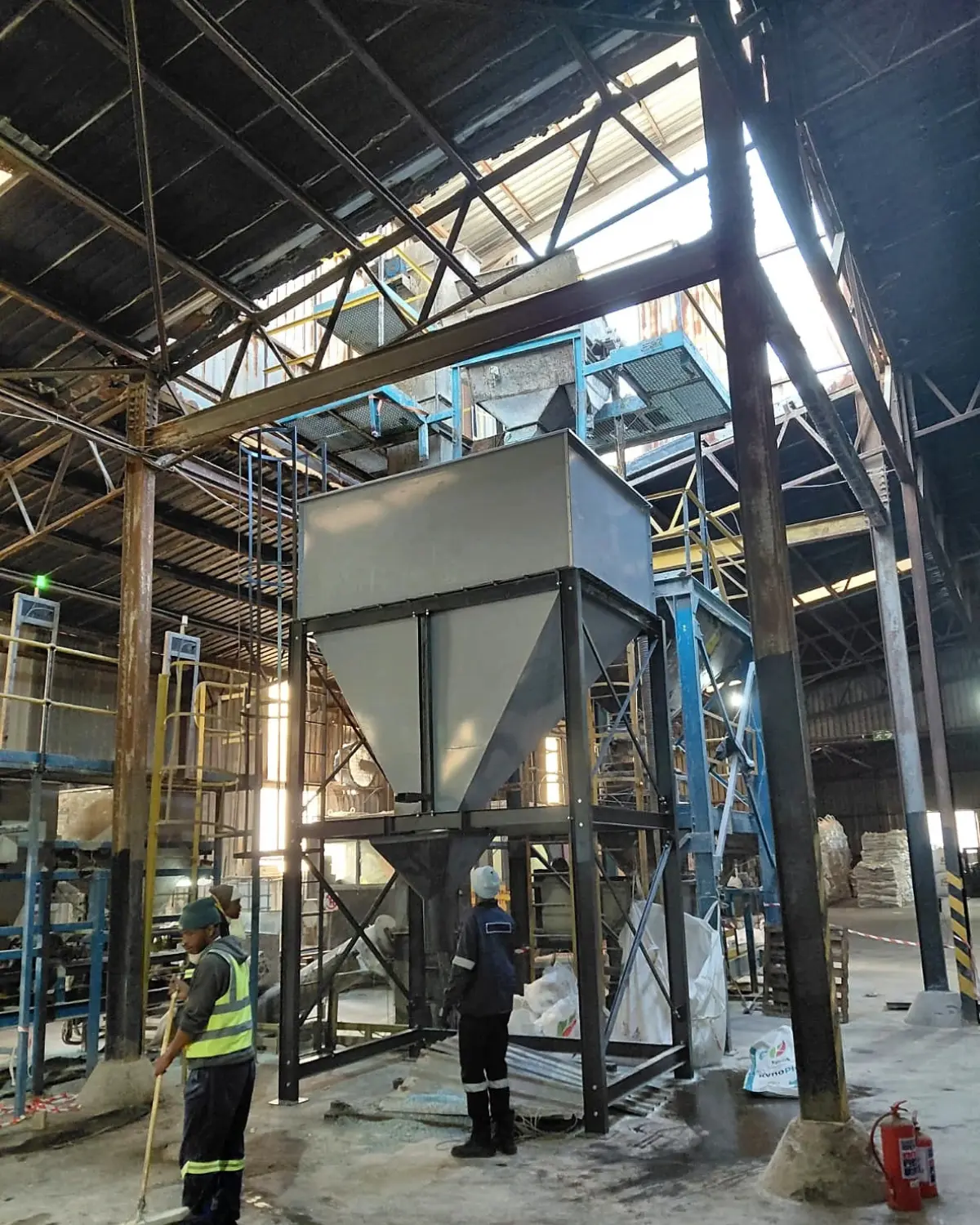 Replacement hopper installed within the existing fertilizer processing plant at Endicott