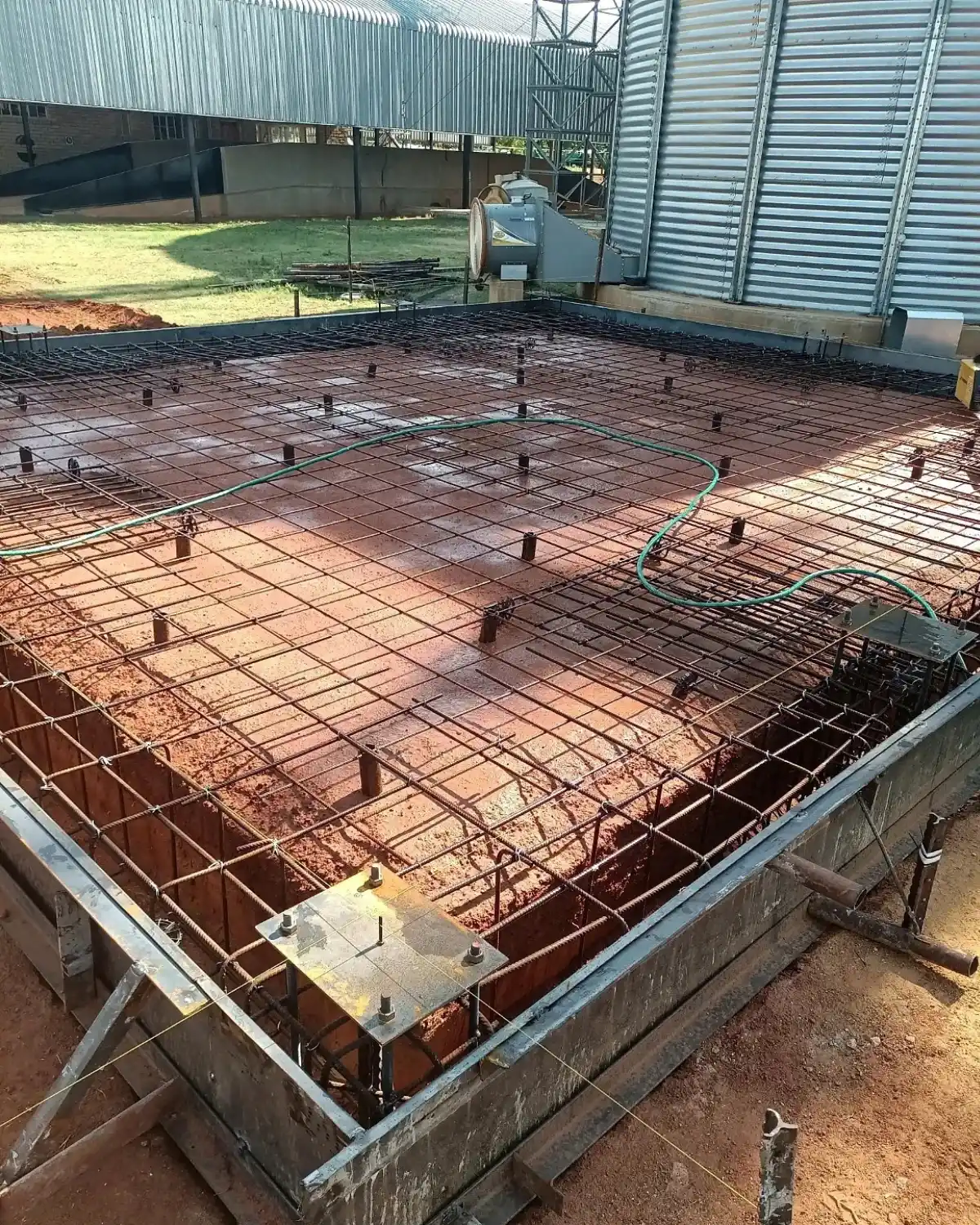 Reinforced foundation preparation for industrial fertilizer plant equipment